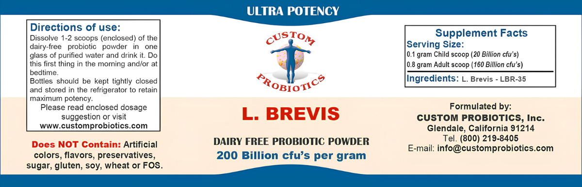 L. Brevis Probiotic Powder Label