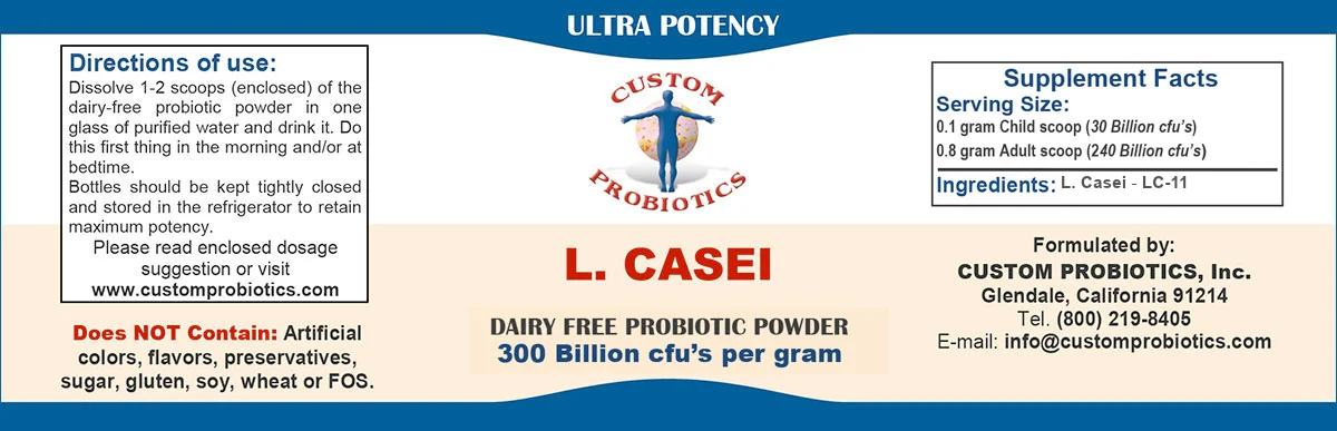 L. Casei Probiotic Powder Label