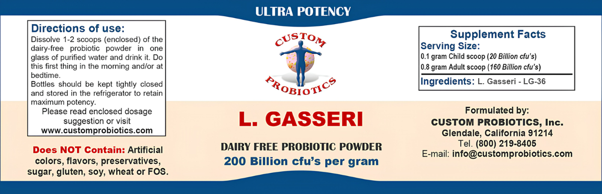 L. Gasseri Probiotic Powder Label