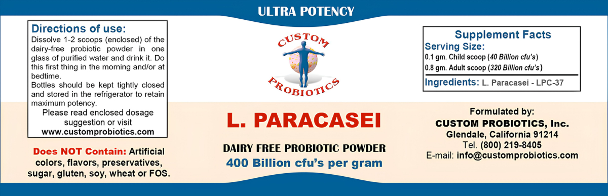 L. Paracasei Custom Probiotics Powder Label