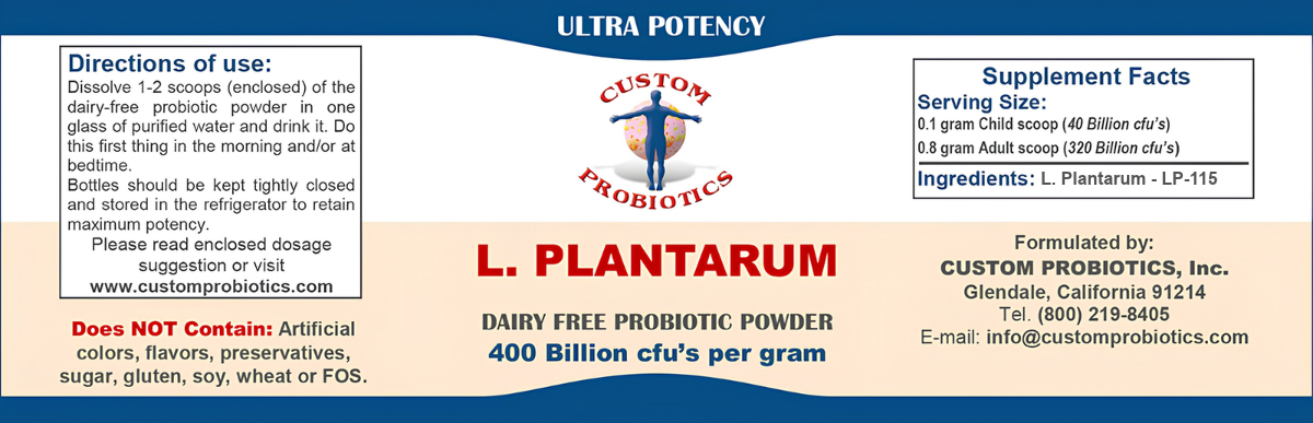 L. Plantarum Custom Probiotics Powder Label