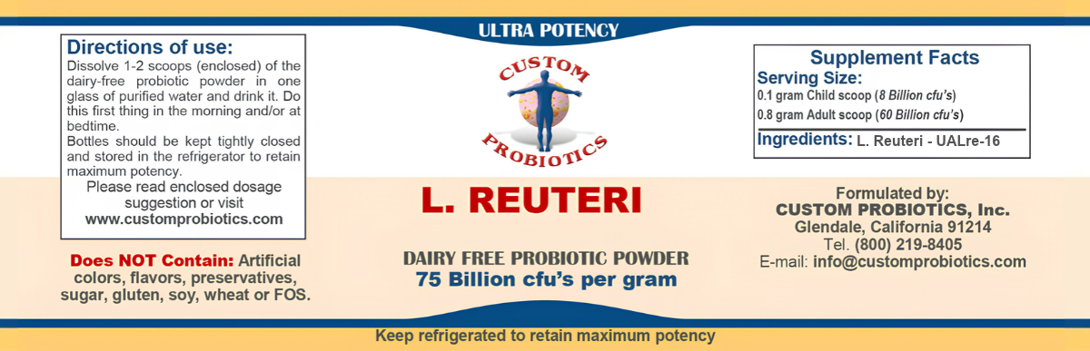 L. Reuteri Probiotic Powder Label