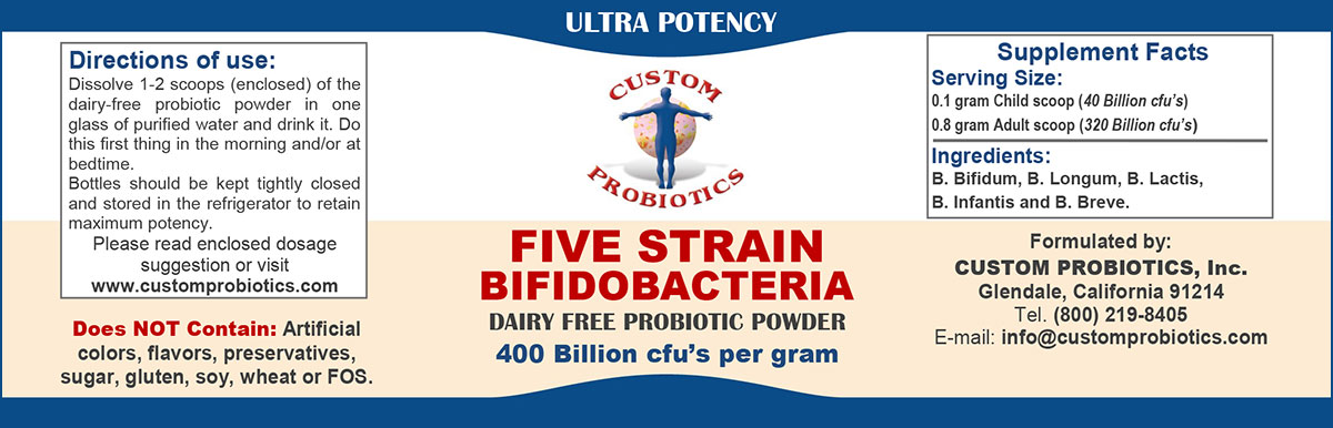 Five Strain Bifidobacteria Powder Label