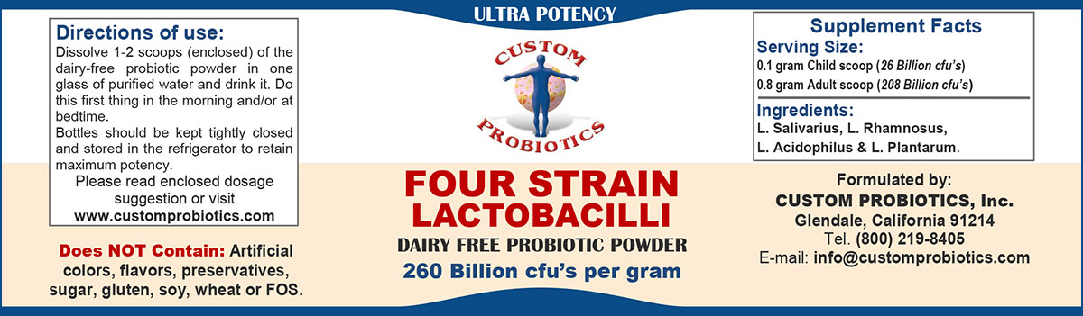 Чотири штами Lactobacilli Probioitc Label