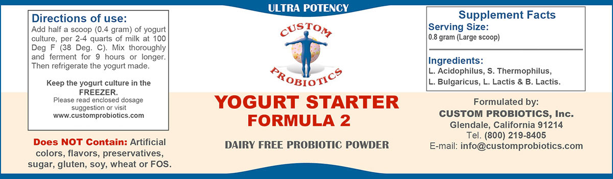 Yogurt Starter Formula 2 Label